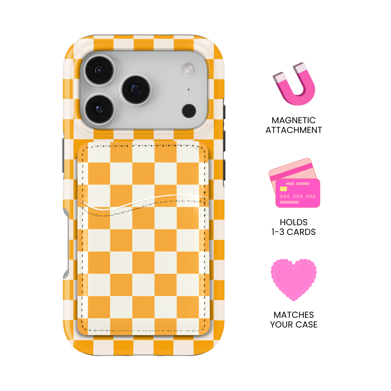 Creamsicle Checkers II MagSafe Card Holder