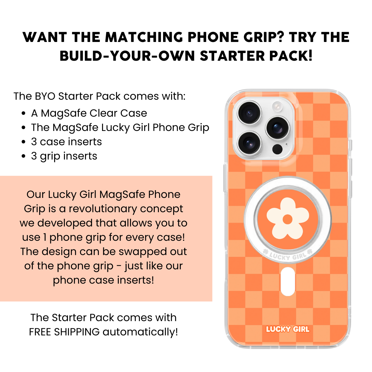 Tangerine Checkers Clear Case Insert
