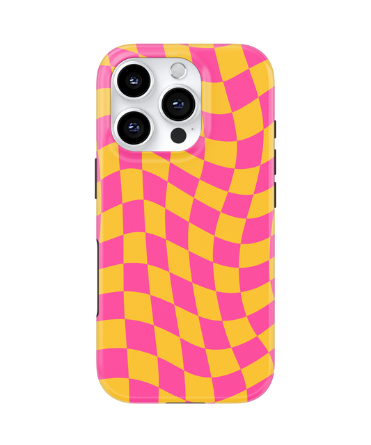 Pink Lemonade Wavy Checkers MagSafe Phone Case