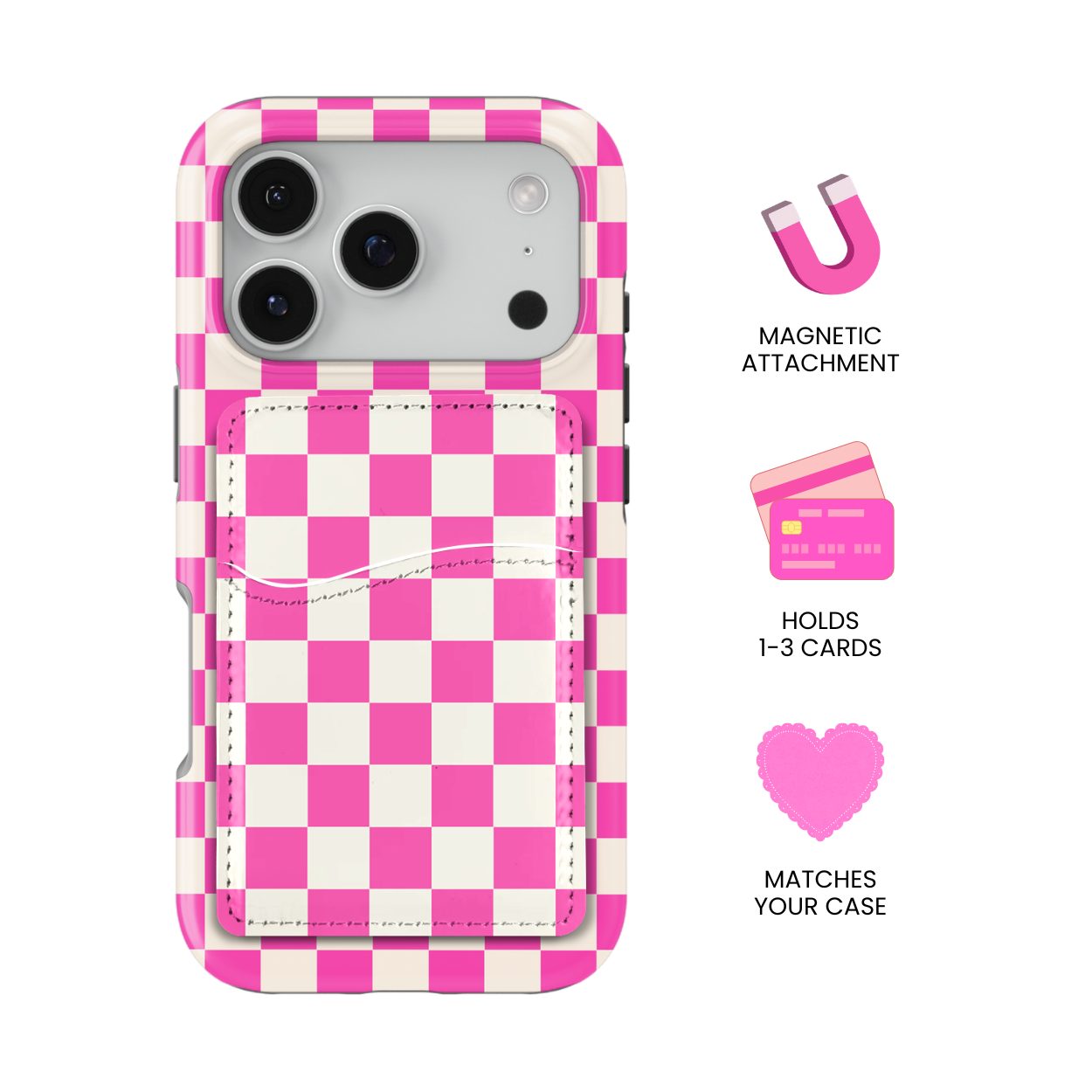 Raspberry Checkers II MagSafe Card Holder