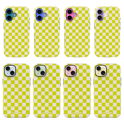 Electric Lime Checkers II Phone Case