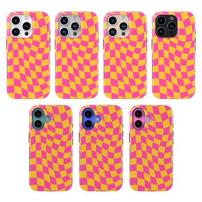 Pink Lemonade Wavy Checkers MagSafe Phone Case