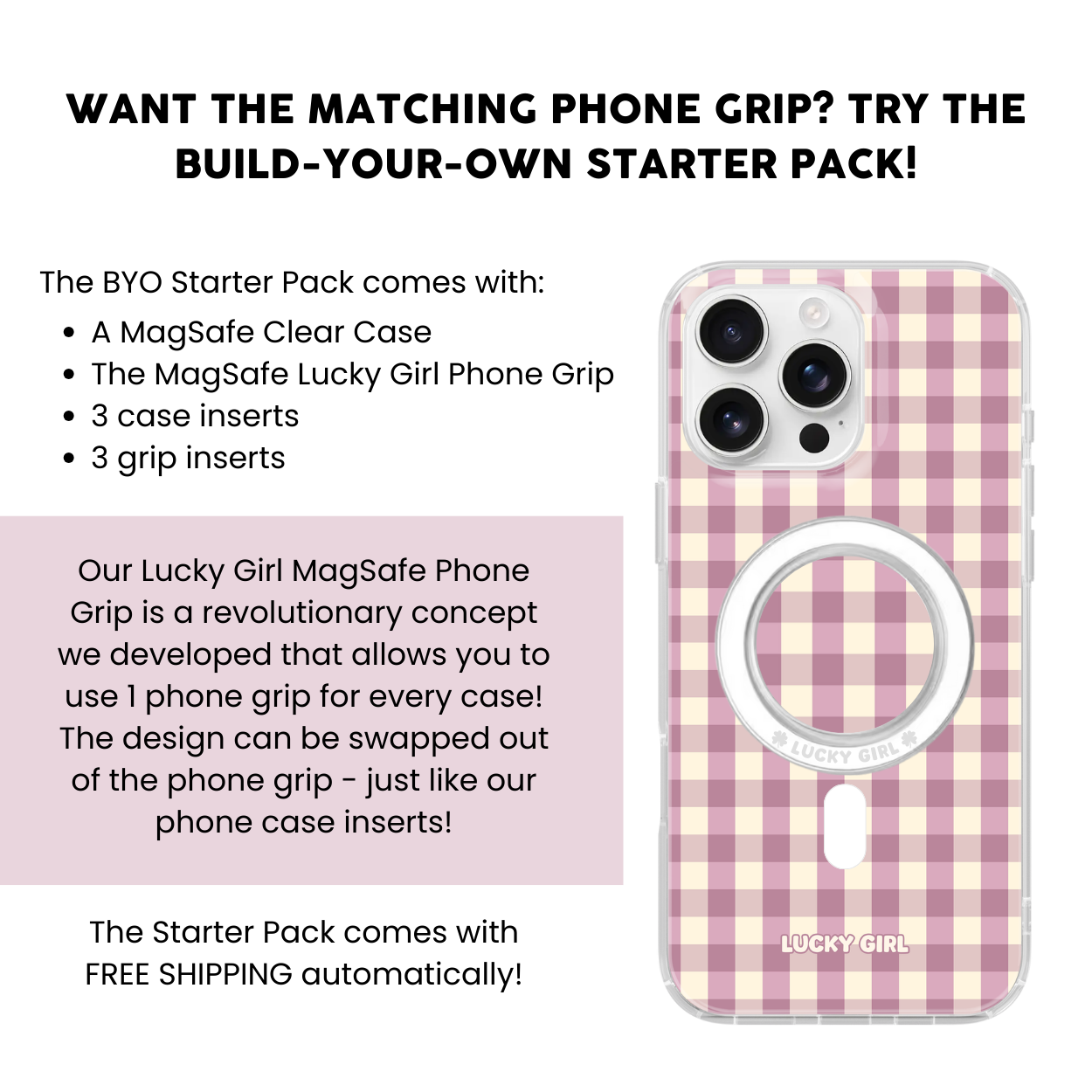 Plum Gingham Clear Case Insert
