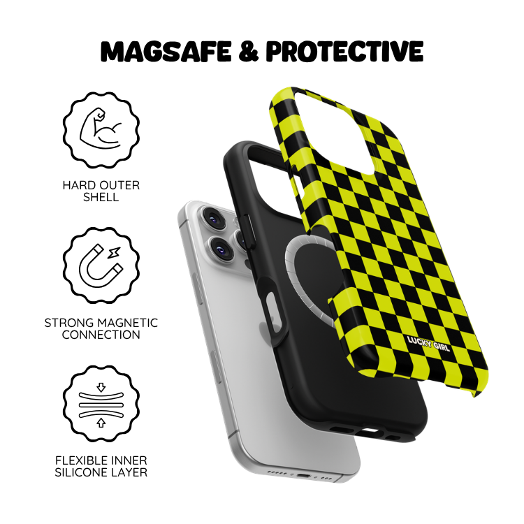 Electric Lime Checkers Phone Case