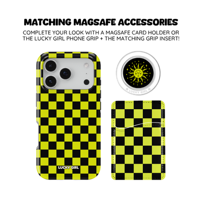 Electric Lime Checkers Phone Case