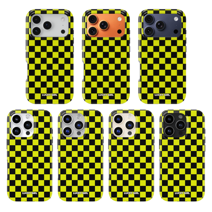 Electric Lime Checkers Phone Case