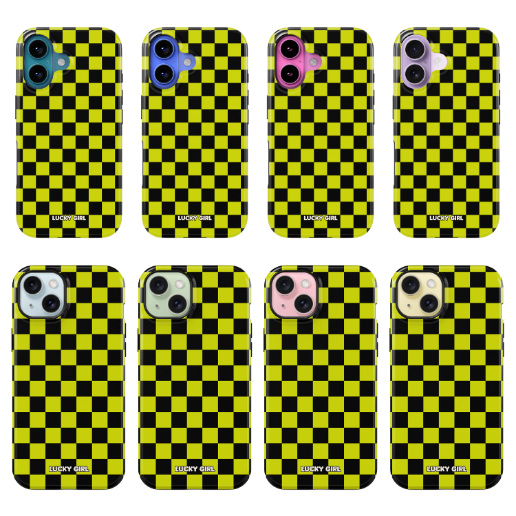 Electric Lime Checkers Phone Case