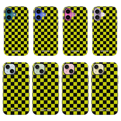 Electric Lime Checkers Phone Case