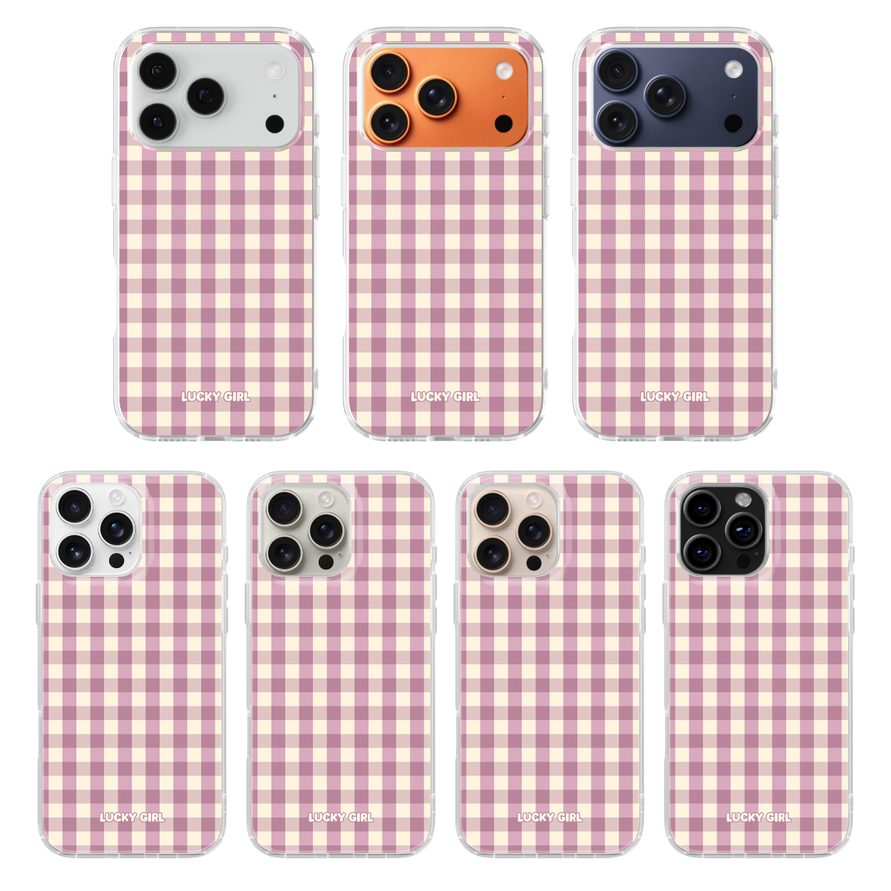 Plum Gingham Clear Case Insert