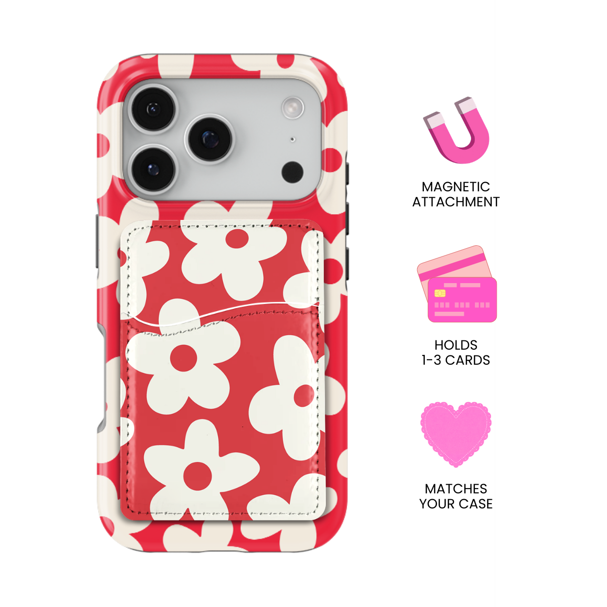 Vermillion Big Blooms MagSafe Card Holder