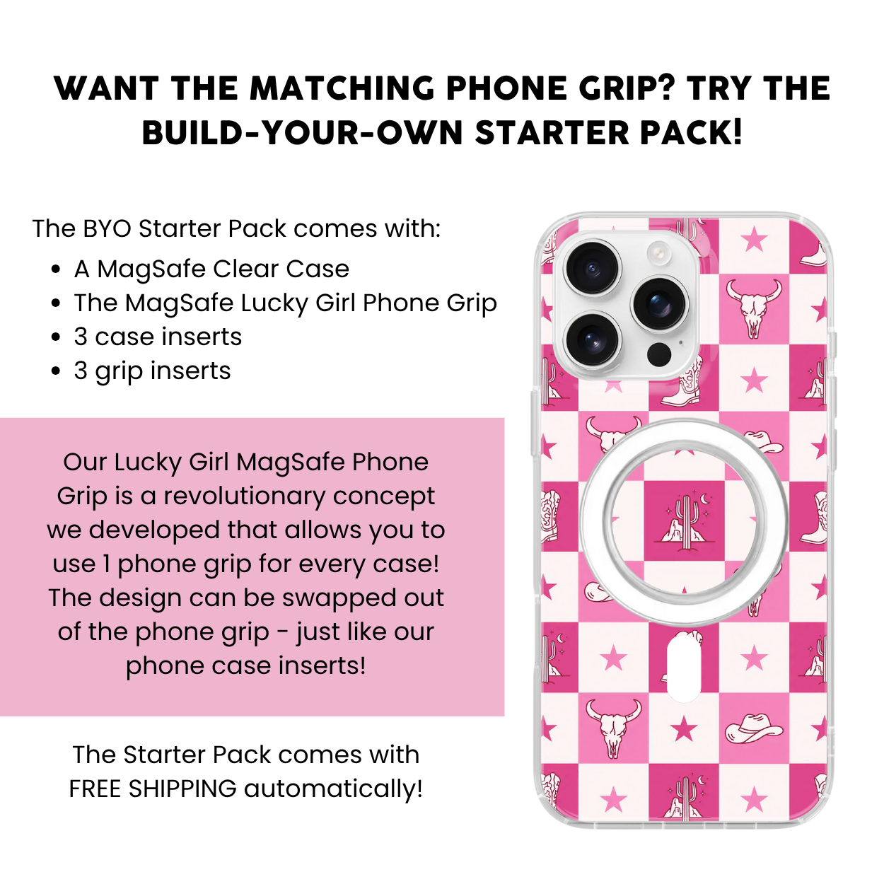 Cowgirl Check Clear Case Insert