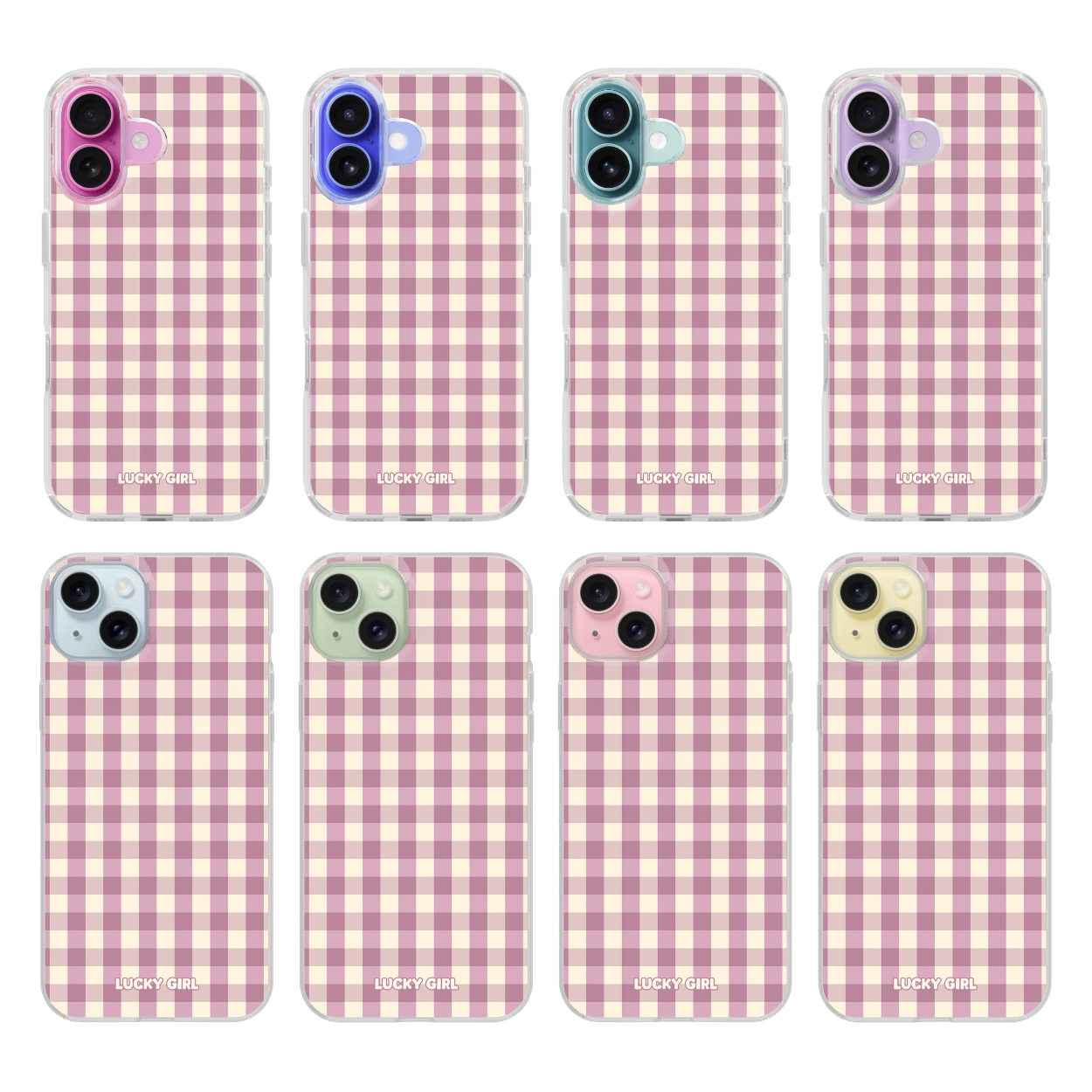 Plum Gingham Clear Case Insert