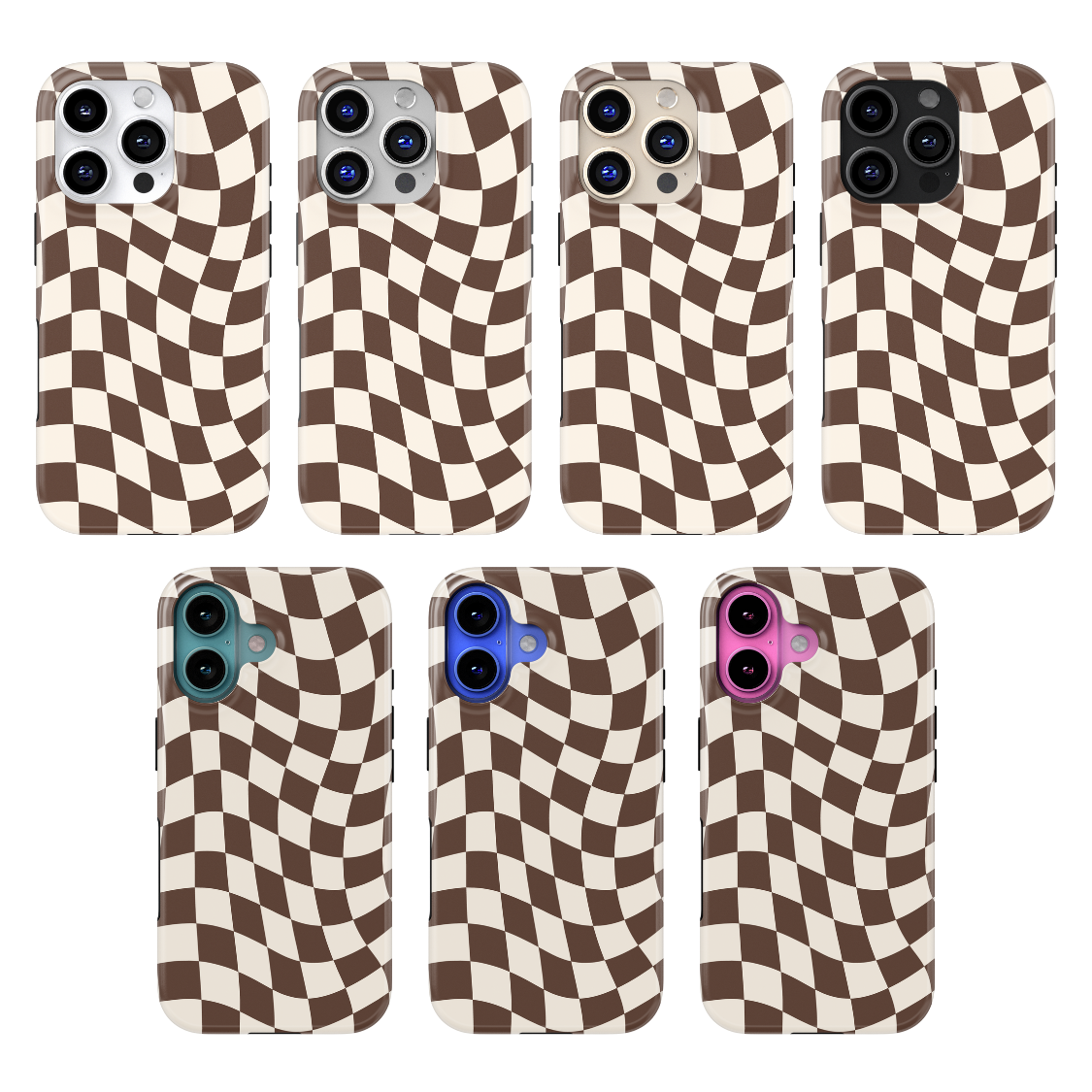 Espresso Wavy Checkers II MagSafe Phone Case