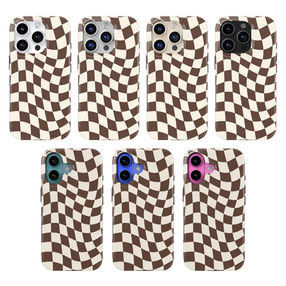 Espresso Wavy Checkers II MagSafe Phone Case