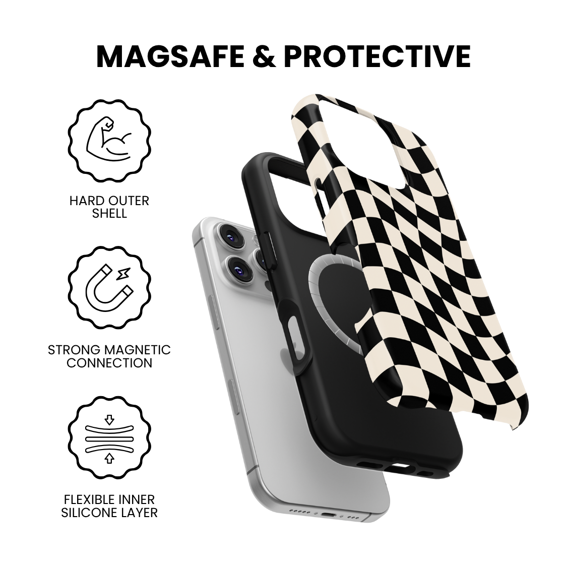 Onyx Wavy Checkers II MagSafe Phone Case