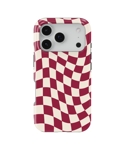 Black Cherry Wavy Checkers II MagSafe Phone Case
