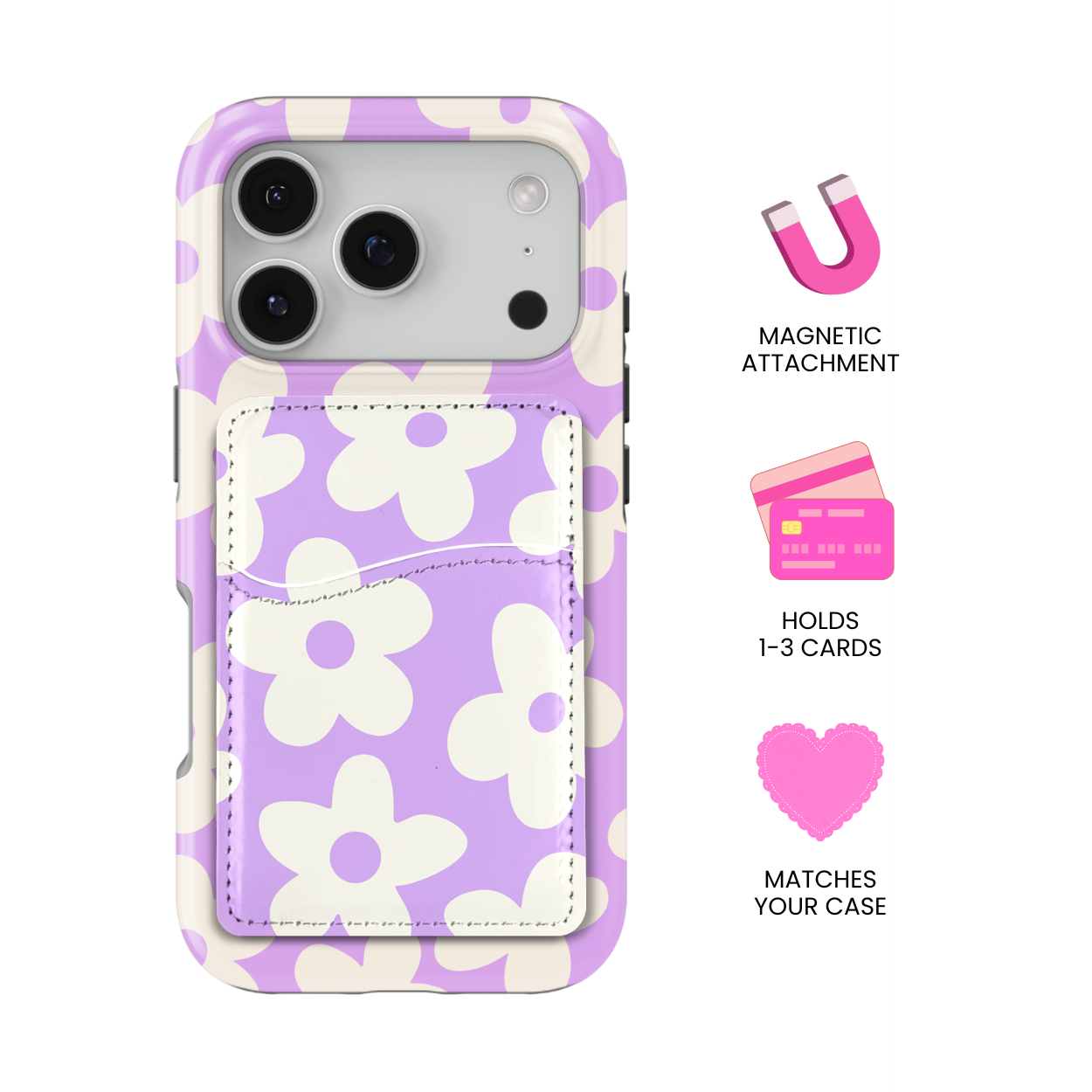 Lavender Big Blooms MagSafe Card Holder