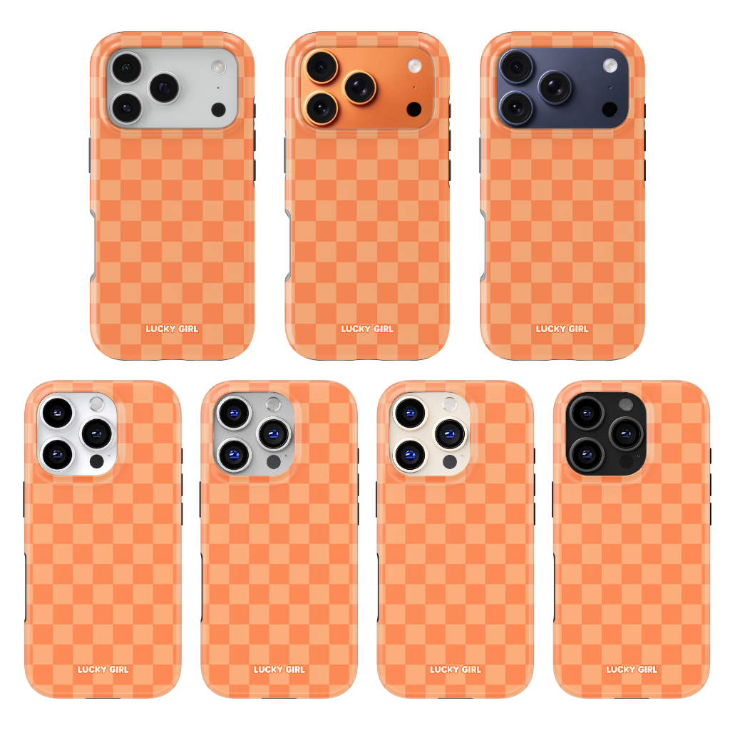 Tangerine Checkers Phone Case