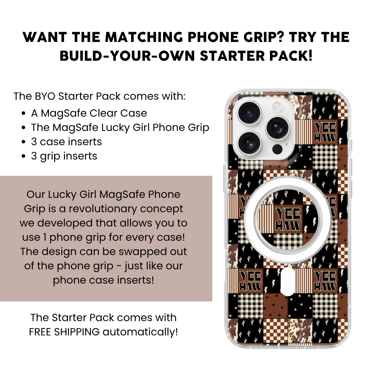 Yeehaw Check Clear Case Insert