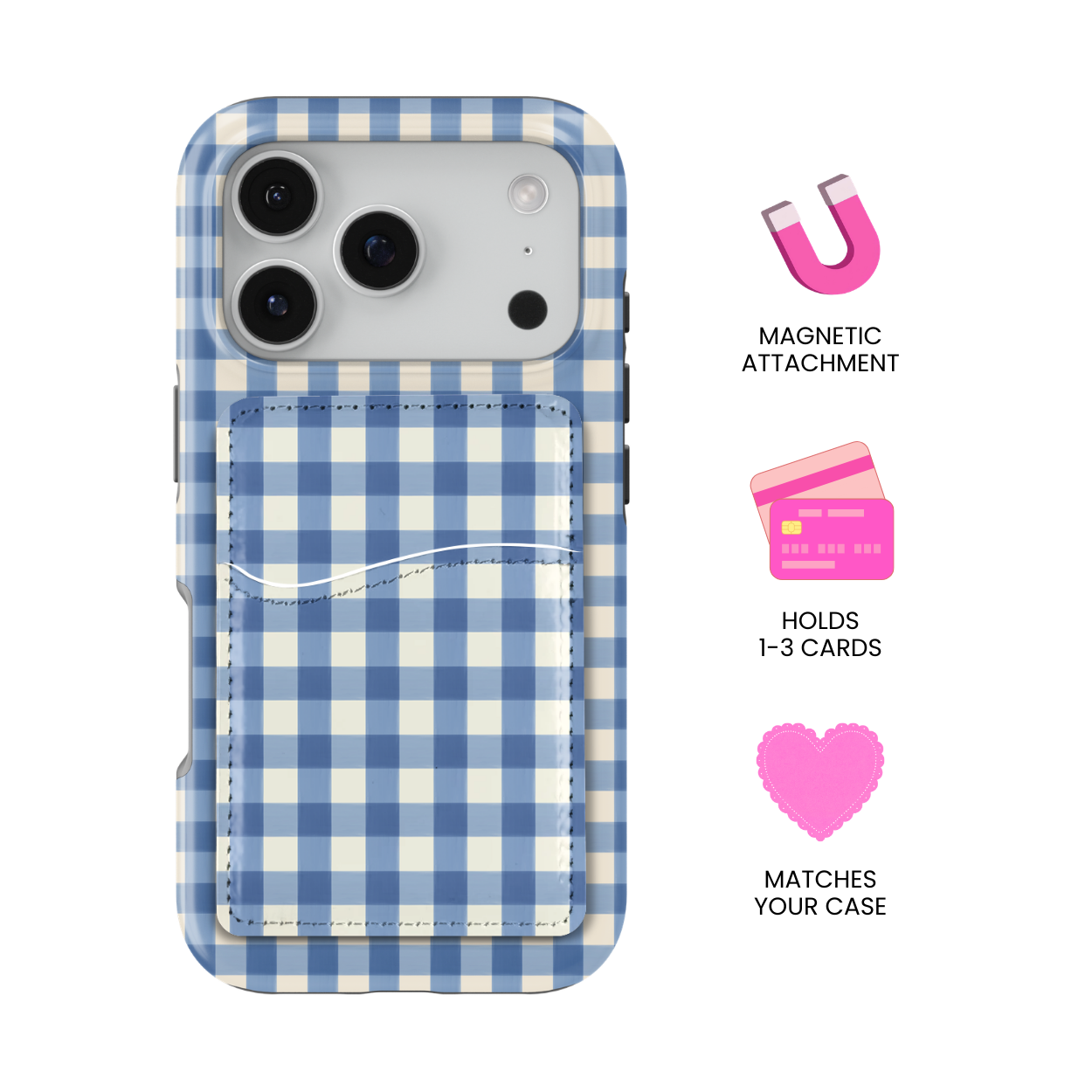Blueberry Gingham MagSafe Card Holder