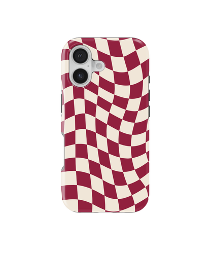 Black Cherry Wavy Checkers II MagSafe Phone Case