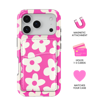Raspberry Big Blooms MagSafe Card Holder