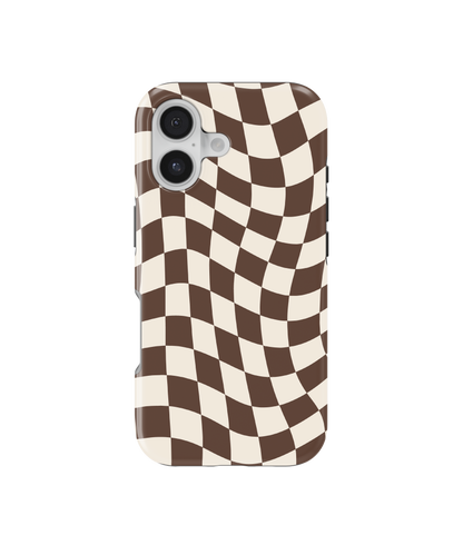 Espresso Wavy Checkers II MagSafe Phone Case
