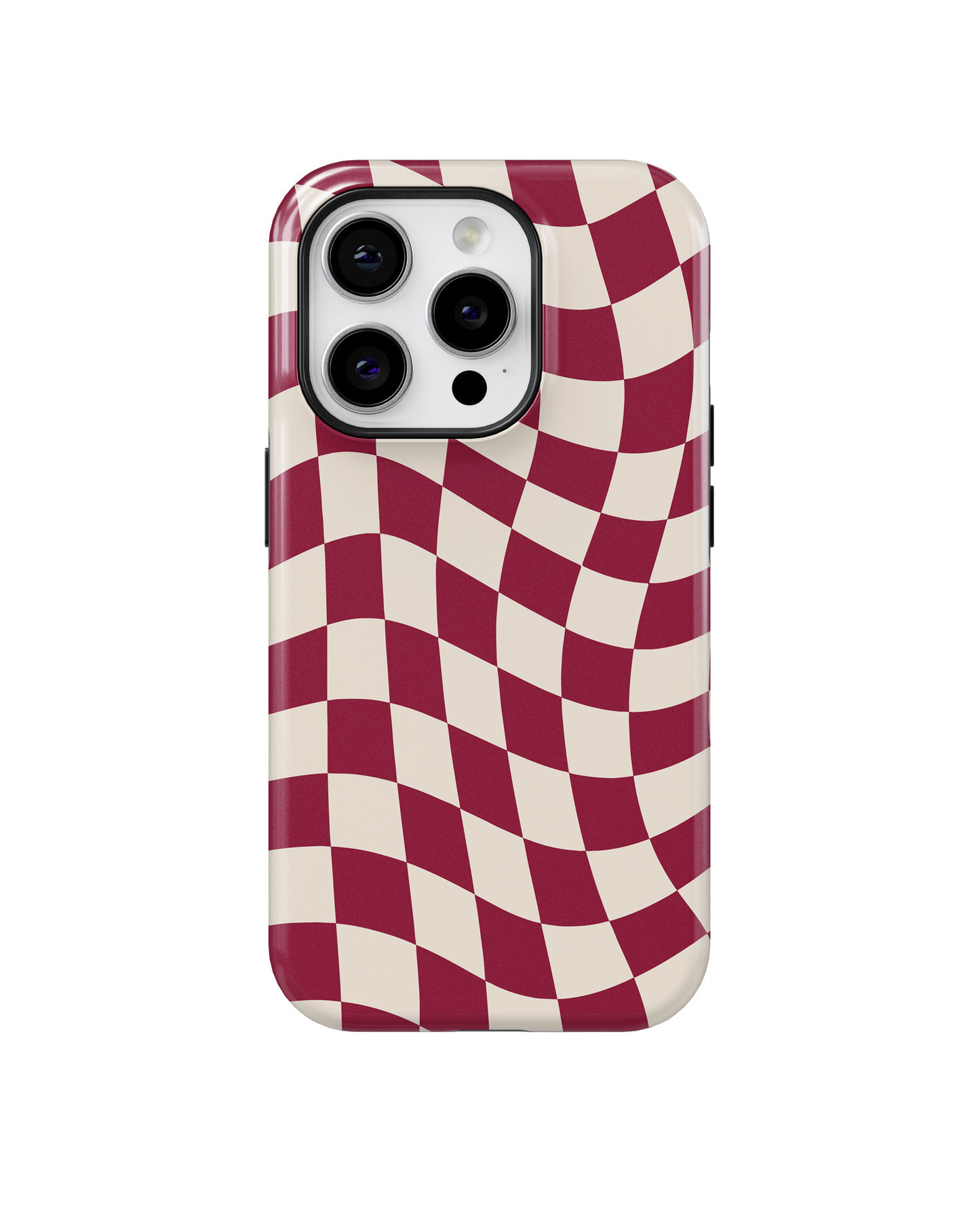 Black Cherry Wavy Checkers II MagSafe Phone Case