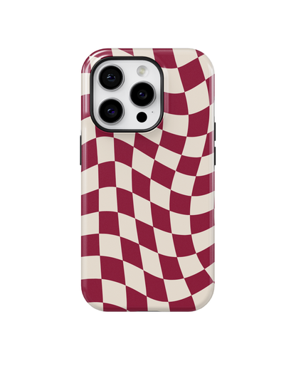 Black Cherry Wavy Checkers II MagSafe Phone Case