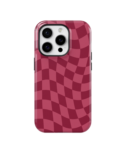 Black Cherry Wavy Checkers MagSafe Phone Case