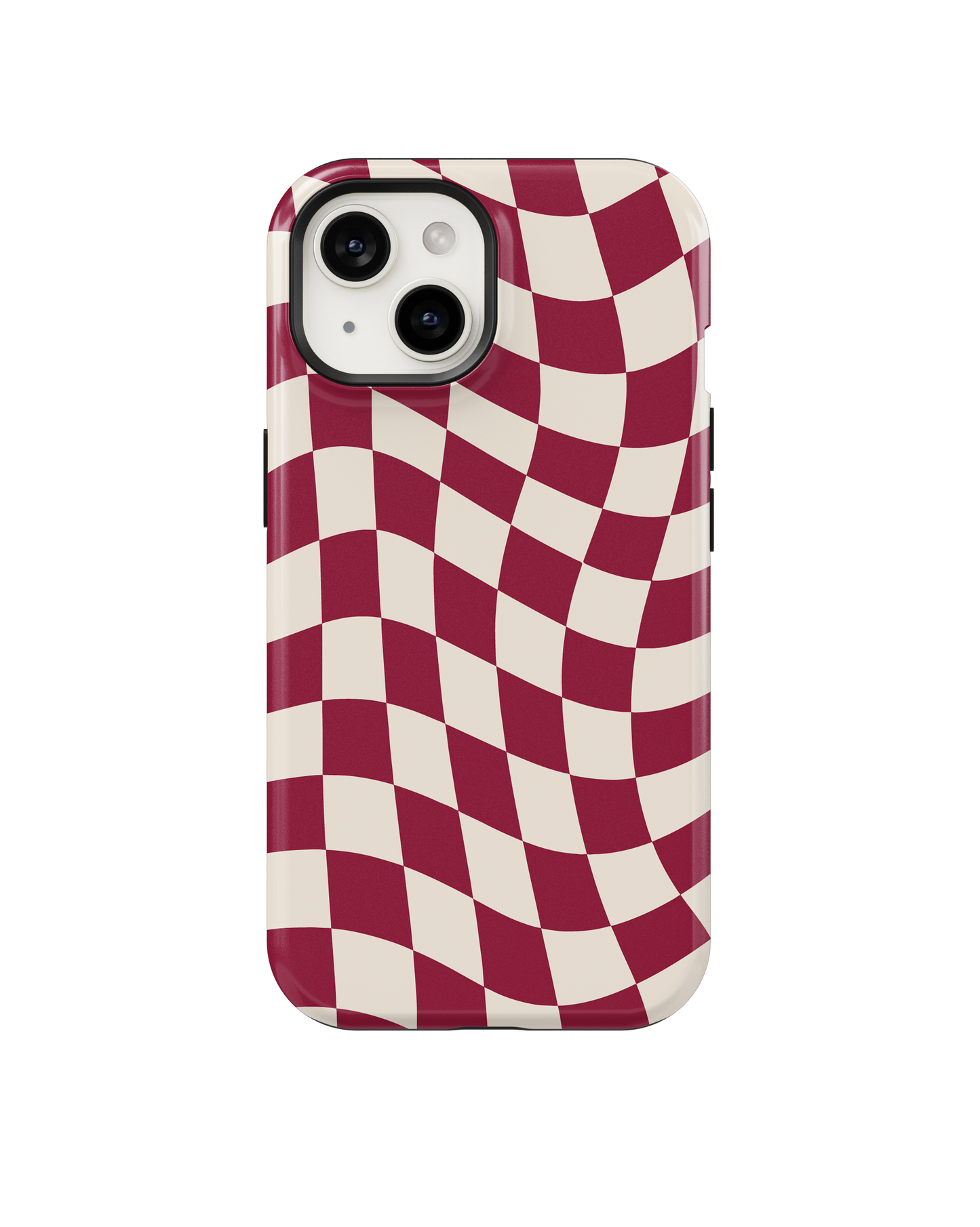Black Cherry Wavy Checkers II MagSafe Phone Case