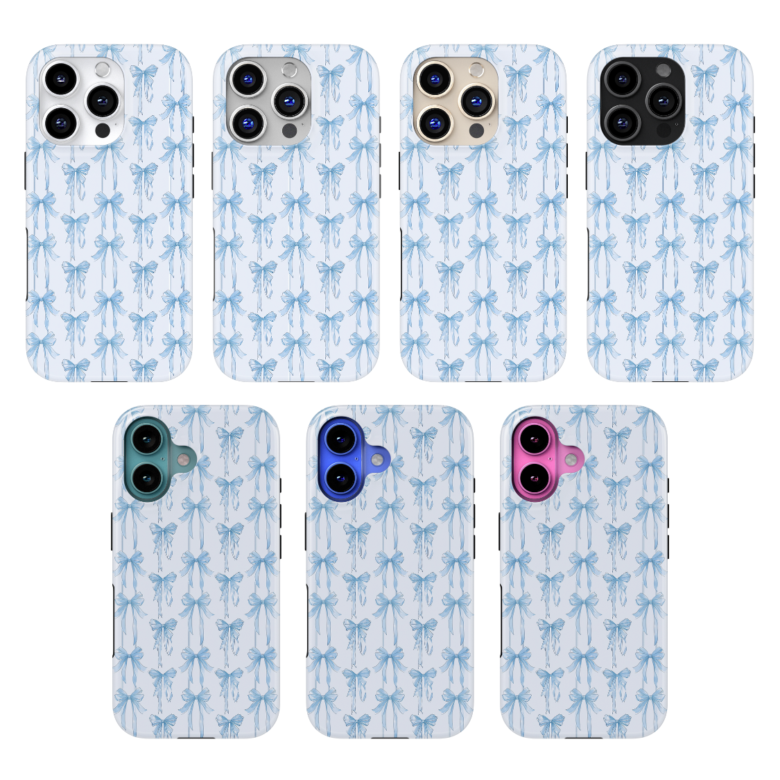 Blue Blushing Bows MagSafe Phone Case