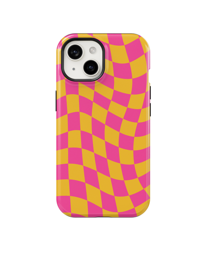 Pink Lemonade Wavy Checkers MagSafe Phone Case