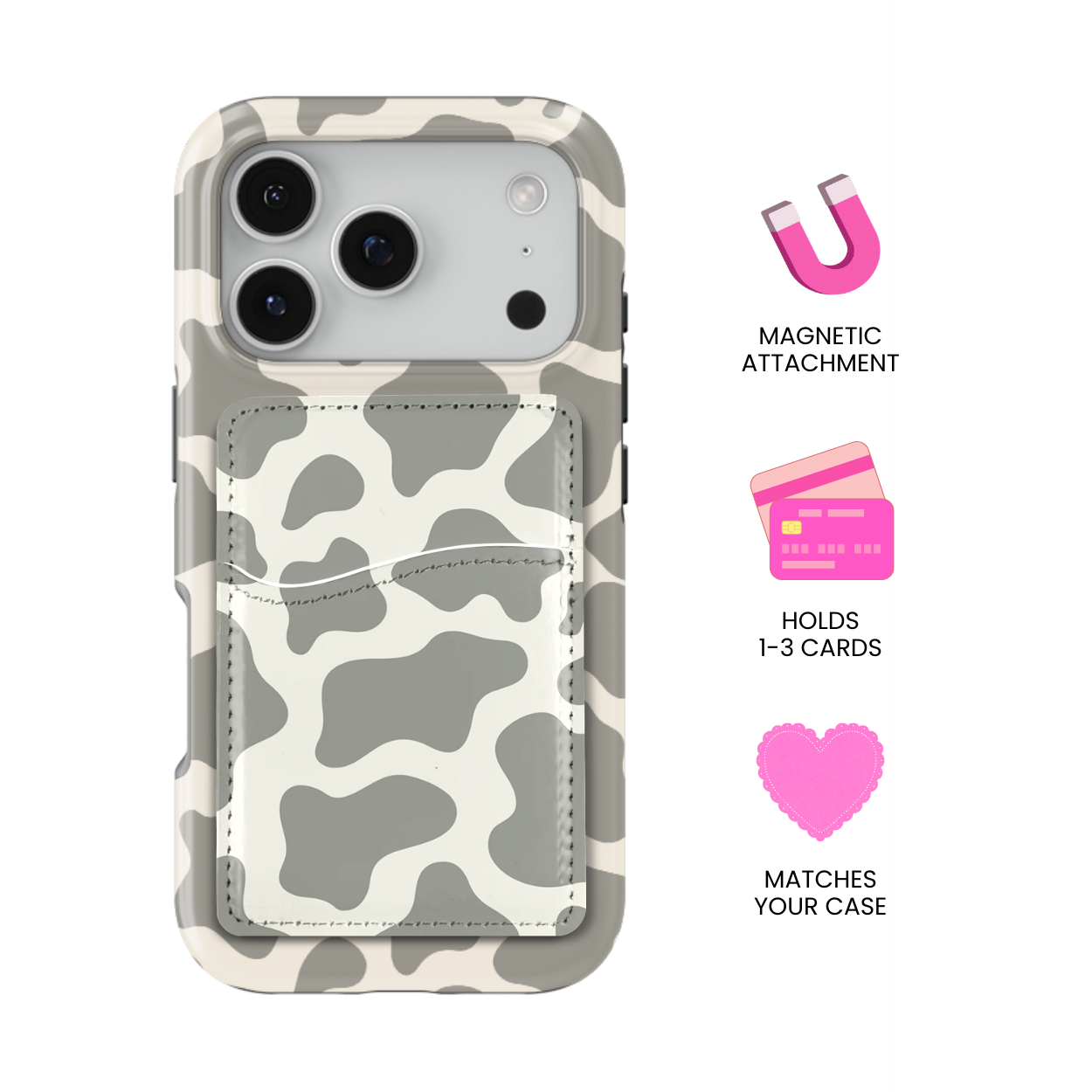 River Rock Cow Print MagSafe Card Holder