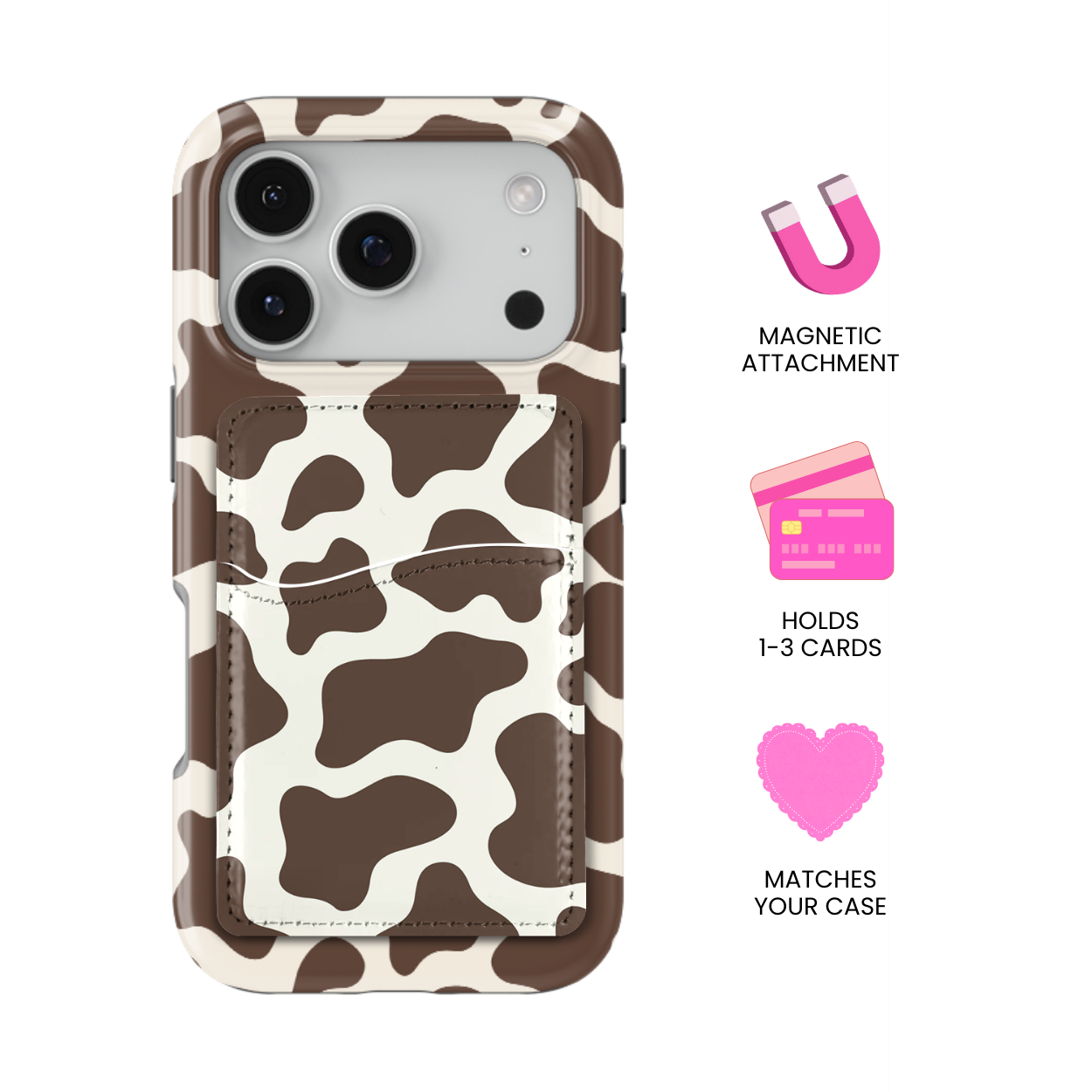 Espresso Cow Print MagSafe Card Holder