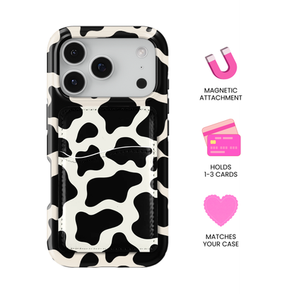 Onyx Cow Print MagSafe Card Holder