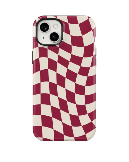 Black Cherry Wavy Checkers II MagSafe Phone Case