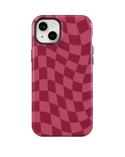 Black Cherry Wavy Checkers MagSafe Phone Case