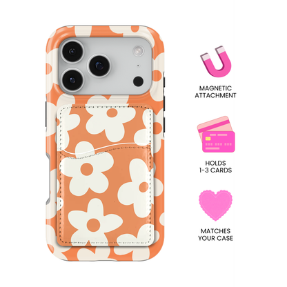 Tangerine Big Blooms MagSafe Card Holder