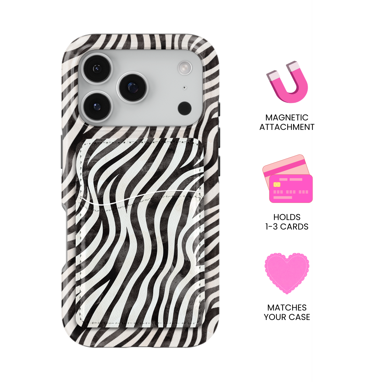 Classic Zebra MagSafe Card Holder