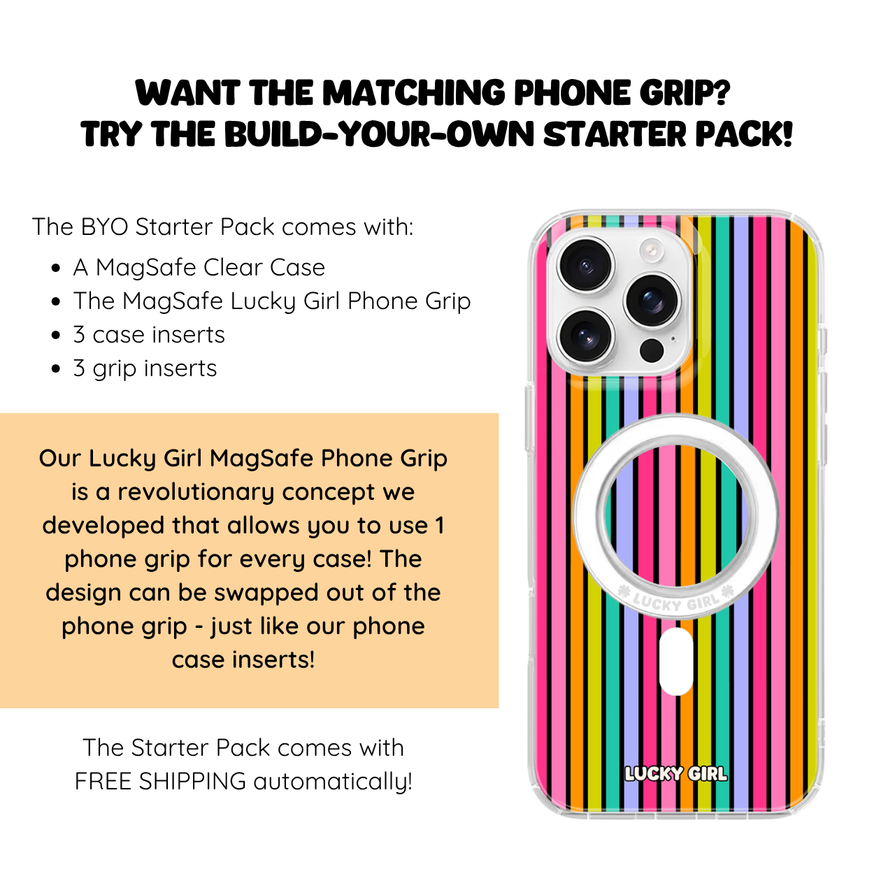Rainbow Stripes Clear Case Insert