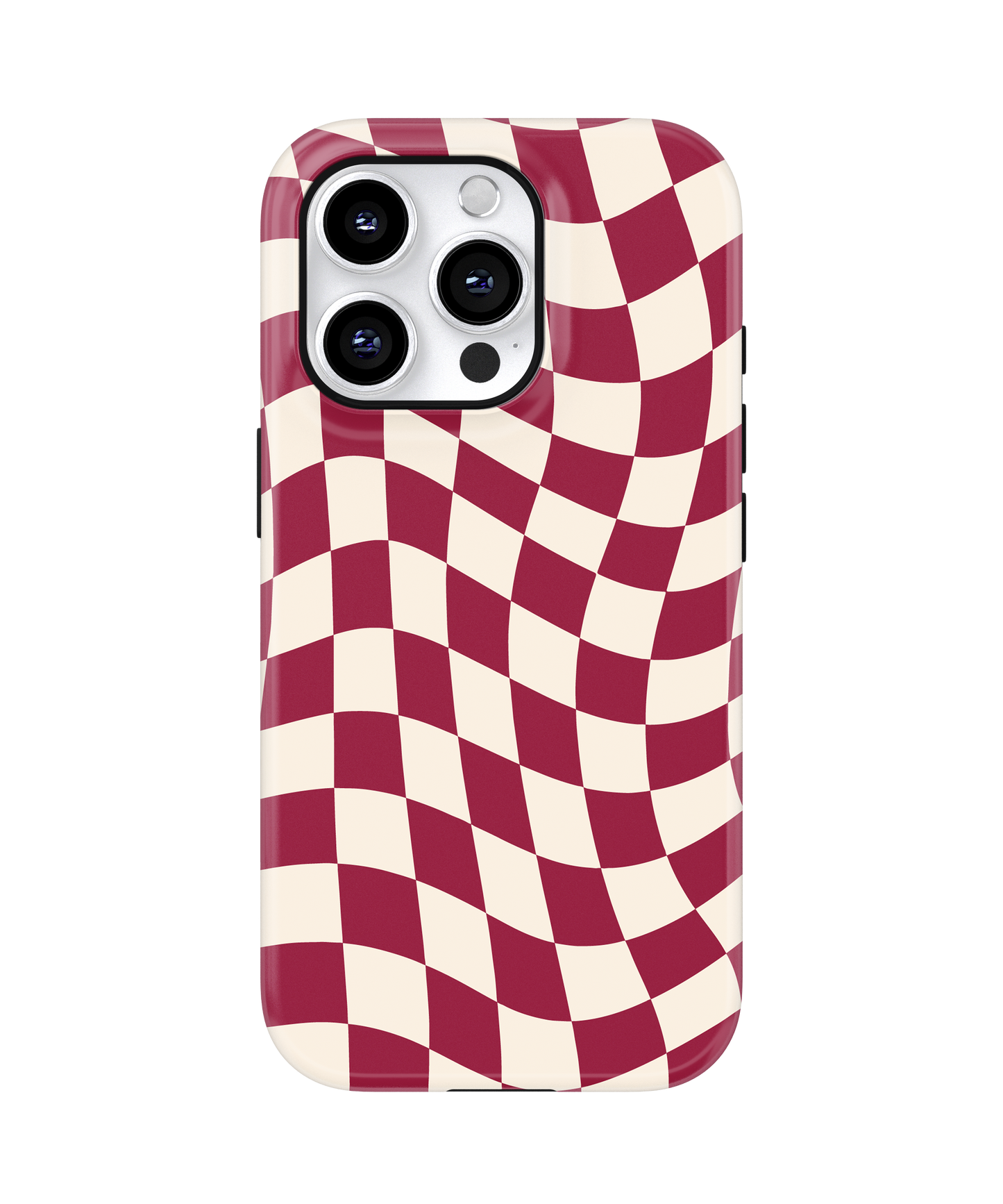 Black Cherry Wavy Checkers II MagSafe Phone Case