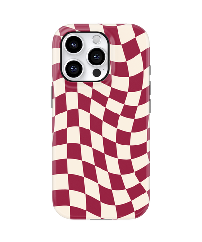 Black Cherry Wavy Checkers II MagSafe Phone Case