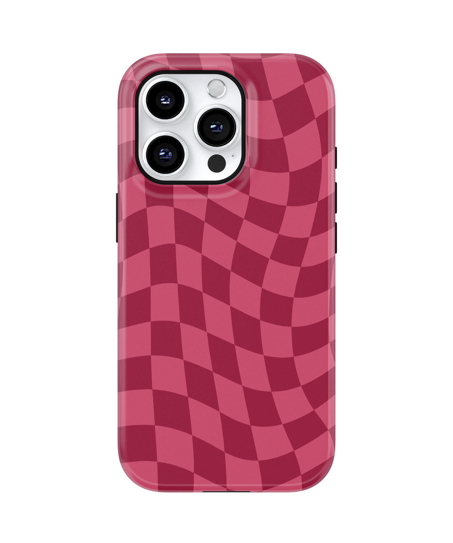 Black Cherry Wavy Checkers MagSafe Phone Case
