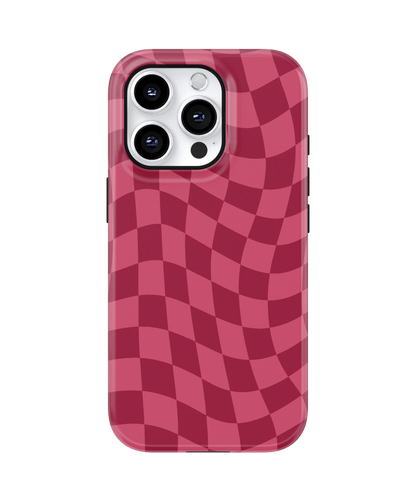 Black Cherry Wavy Checkers MagSafe Phone Case