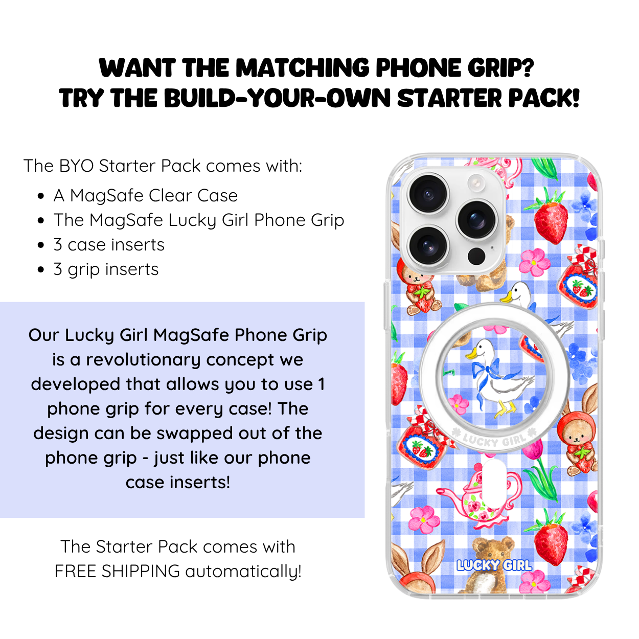Gingham Goose Clear Case Insert