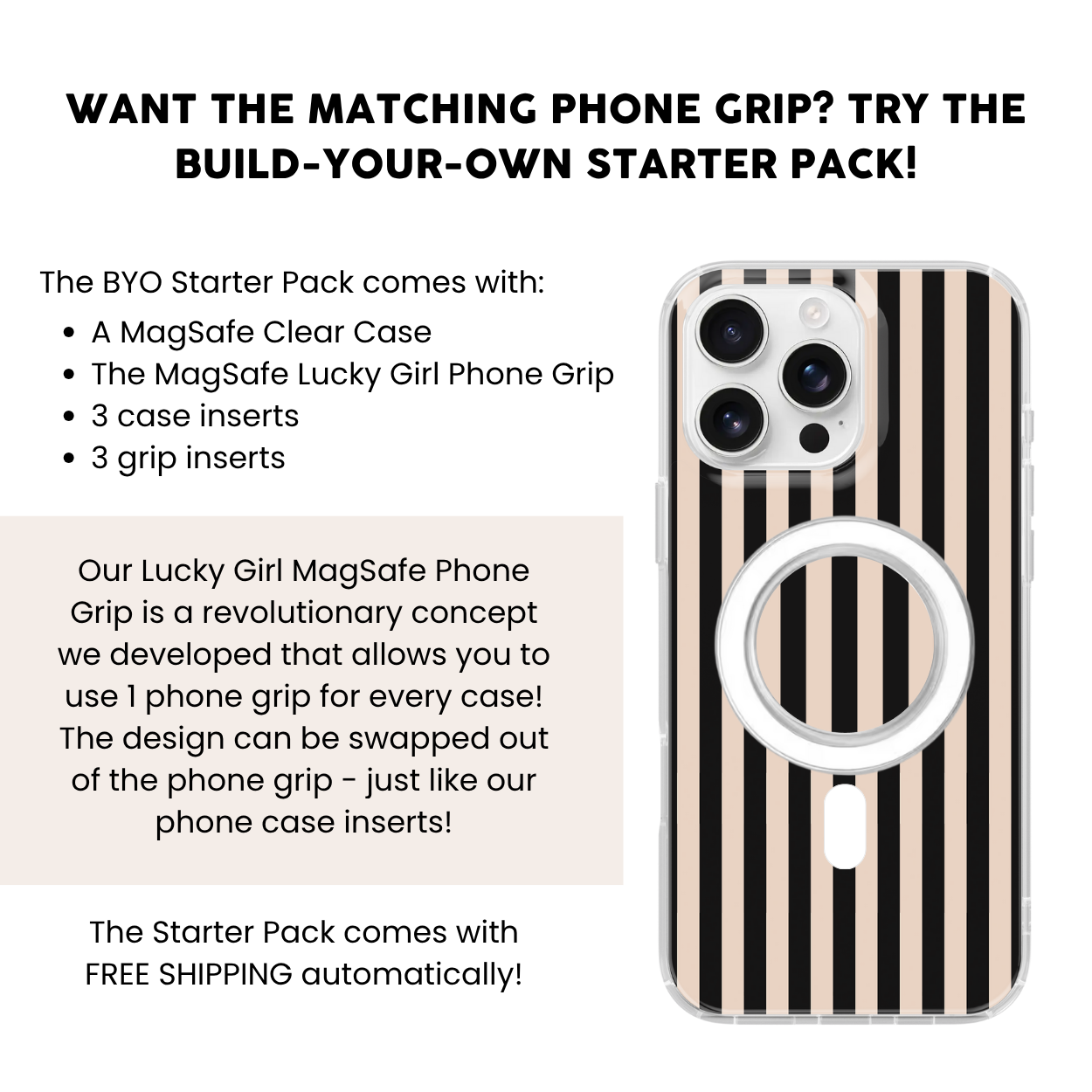 Tuxedo Stripes Clear Case Insert