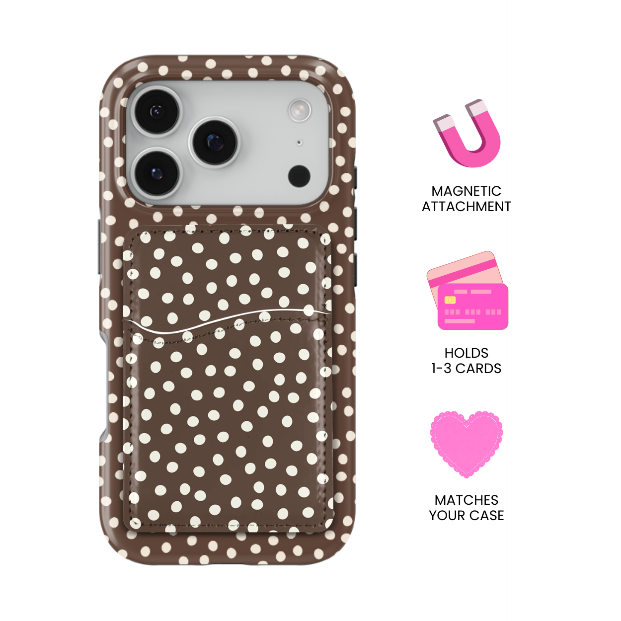 Espresso Dots MagSafe Card Holder