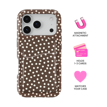 Espresso Dots MagSafe Card Holder