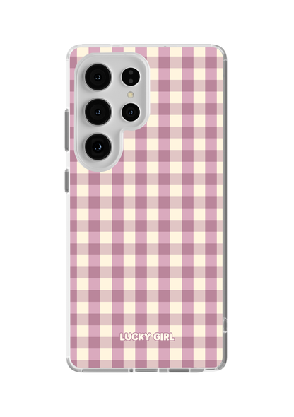 Plum Gingham Clear Case Insert